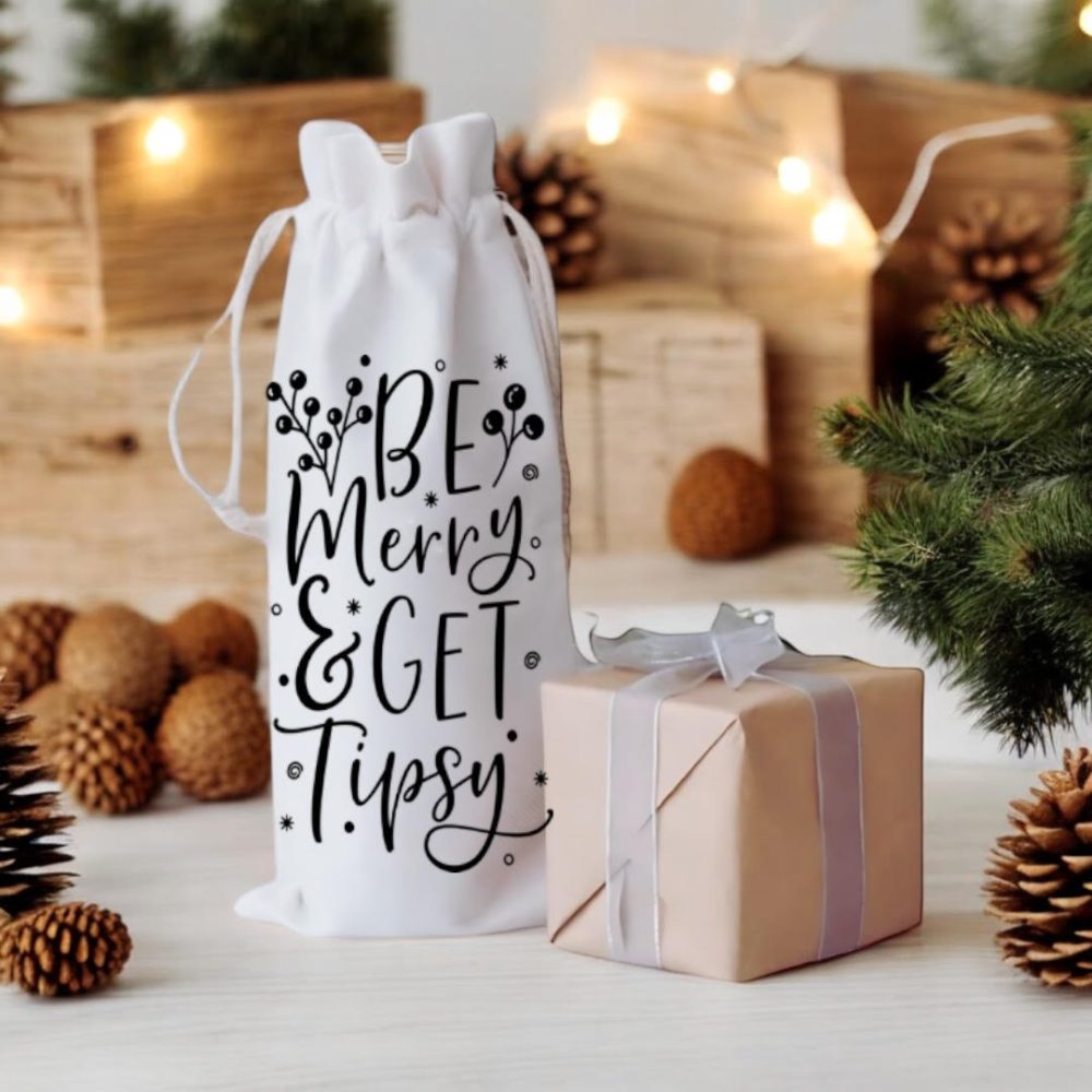 Be Merry & Get Tipsy Wine Bag