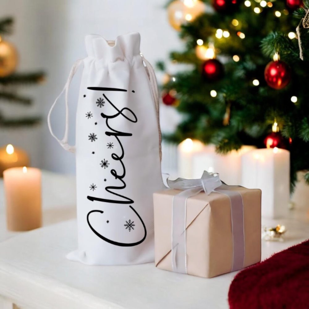 Cheers Christmas Wine bag