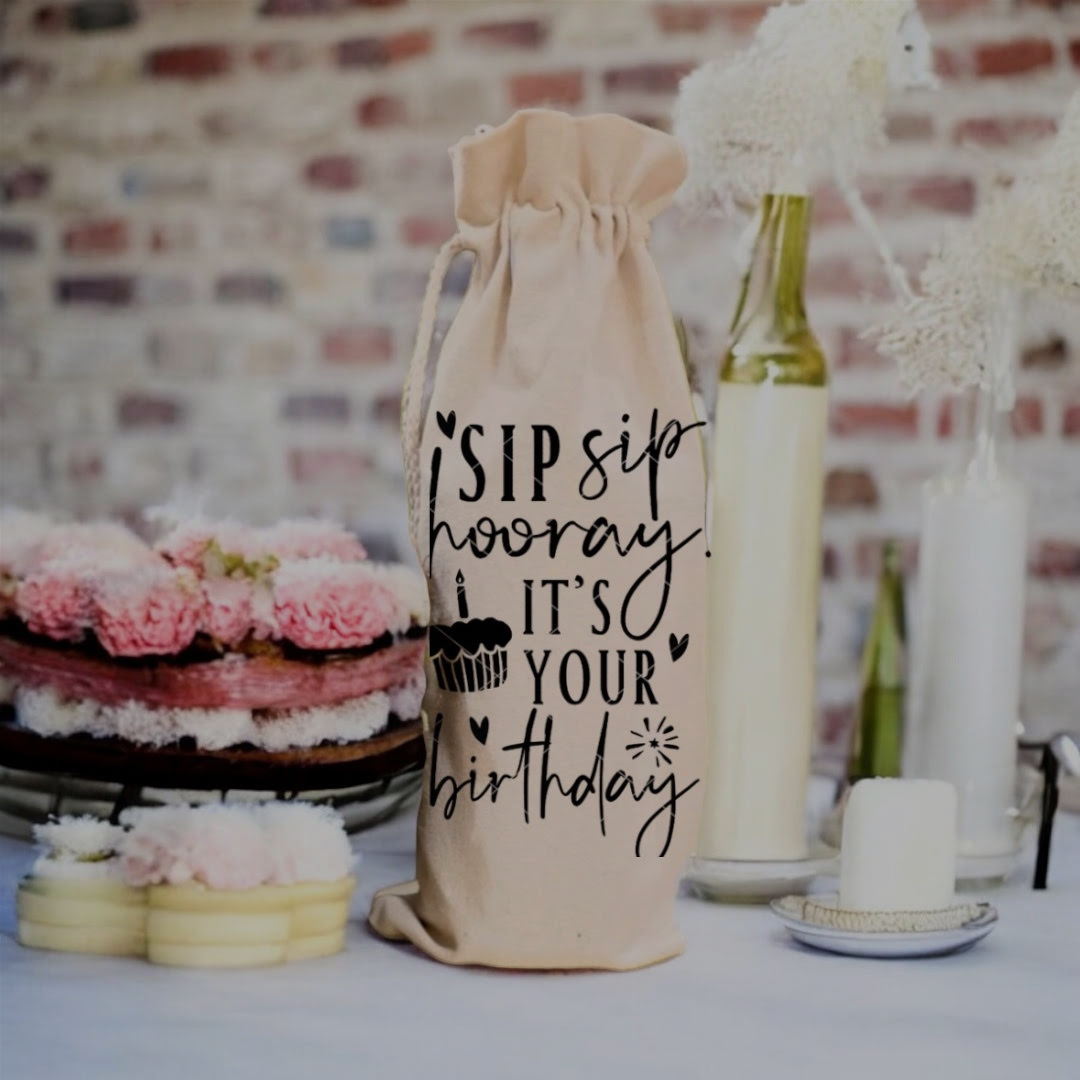 Sip Sip Hooray Birthday Wine Bag